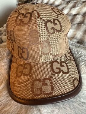 Gucci Beige and Brown GG Monogram Baseball Cap